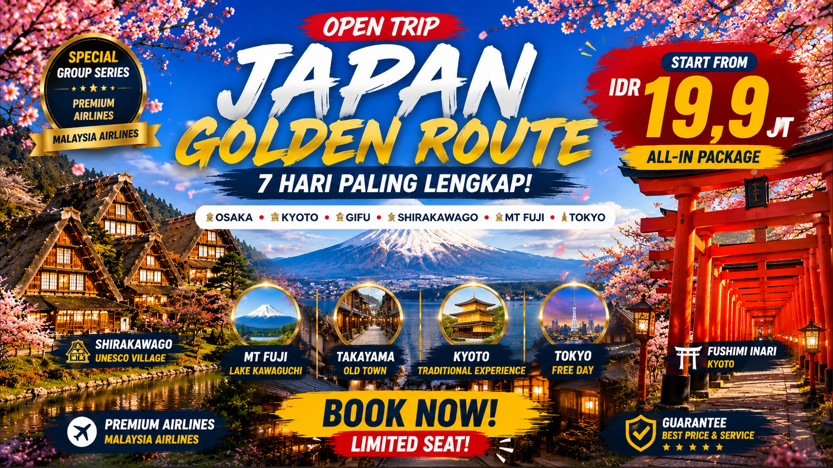 7D4N Super Sale Japan Golden Route + Shirakawago
