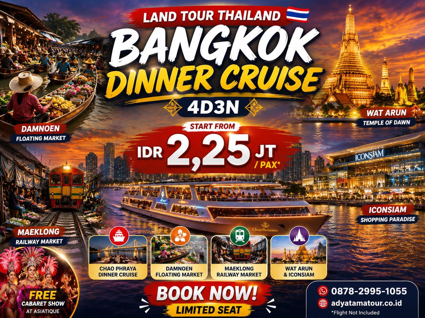 (LAND TOUR) 4D3N BANGKOK DINNER CRUISE