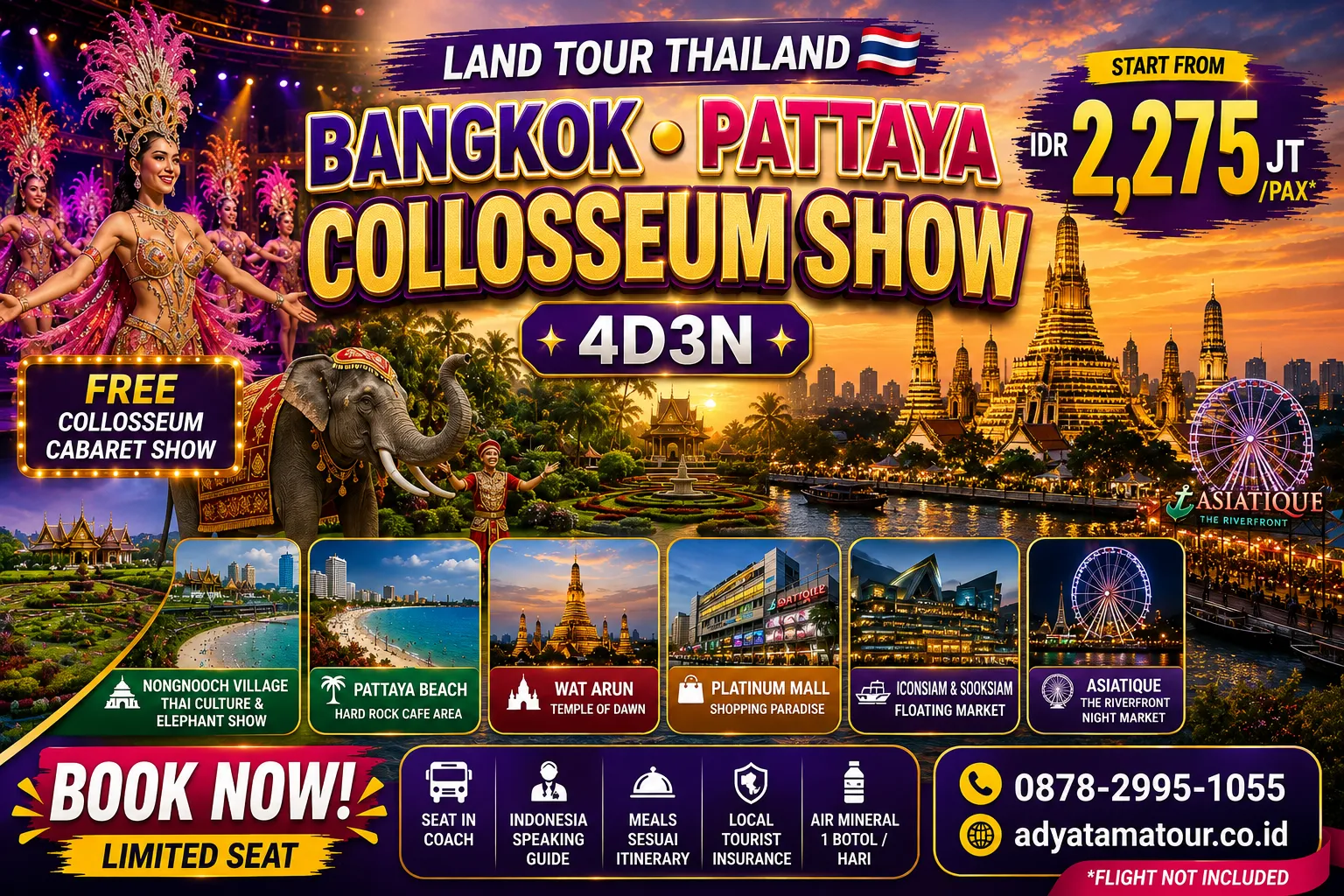 (Land Tour) 4D3N BANGKOK-PATTAYA COLLOSSEUM SHOW