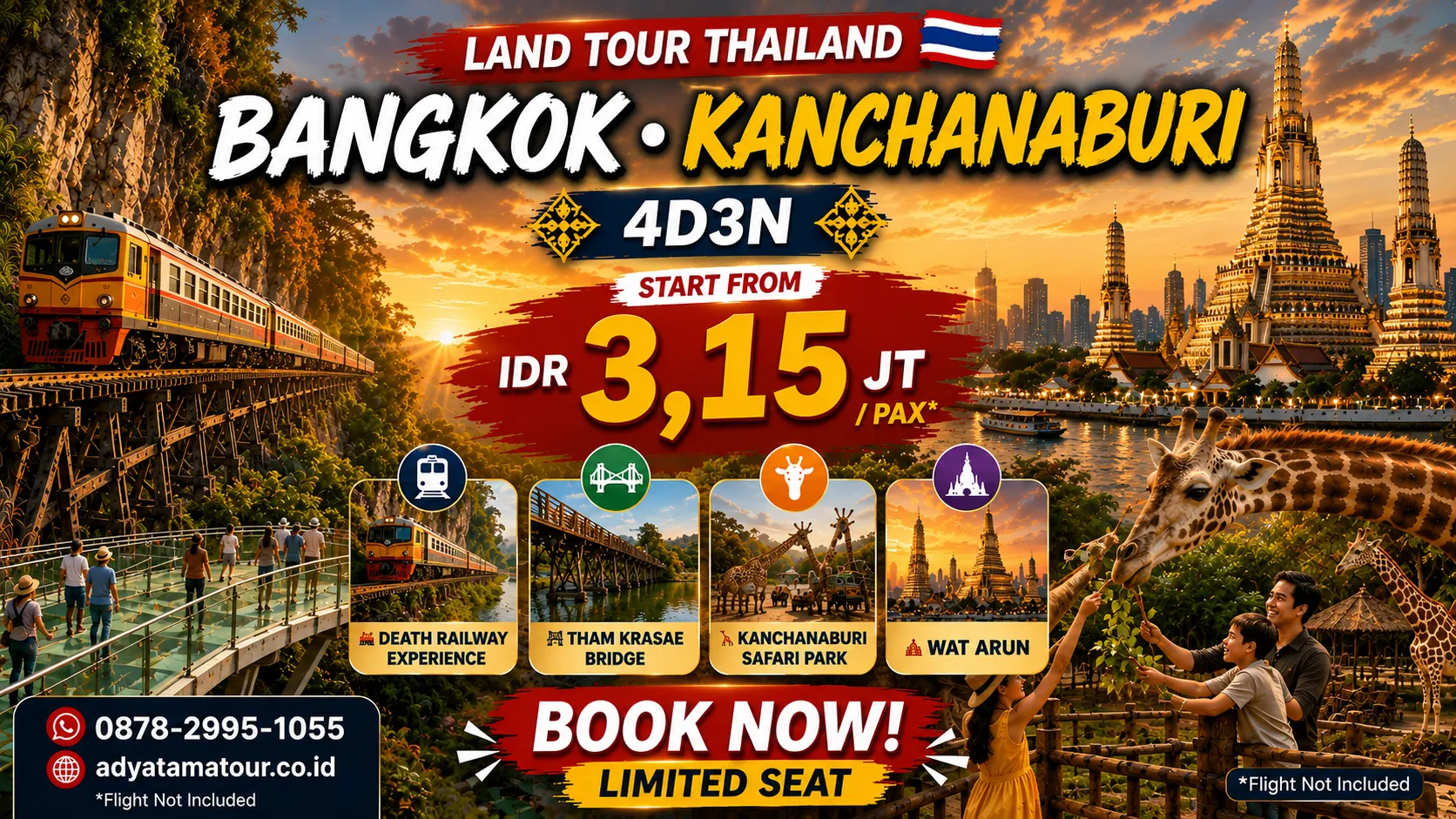 (Land Tour) 4D3N BANGKOK – KANCHANABURI & SAFARI PARK