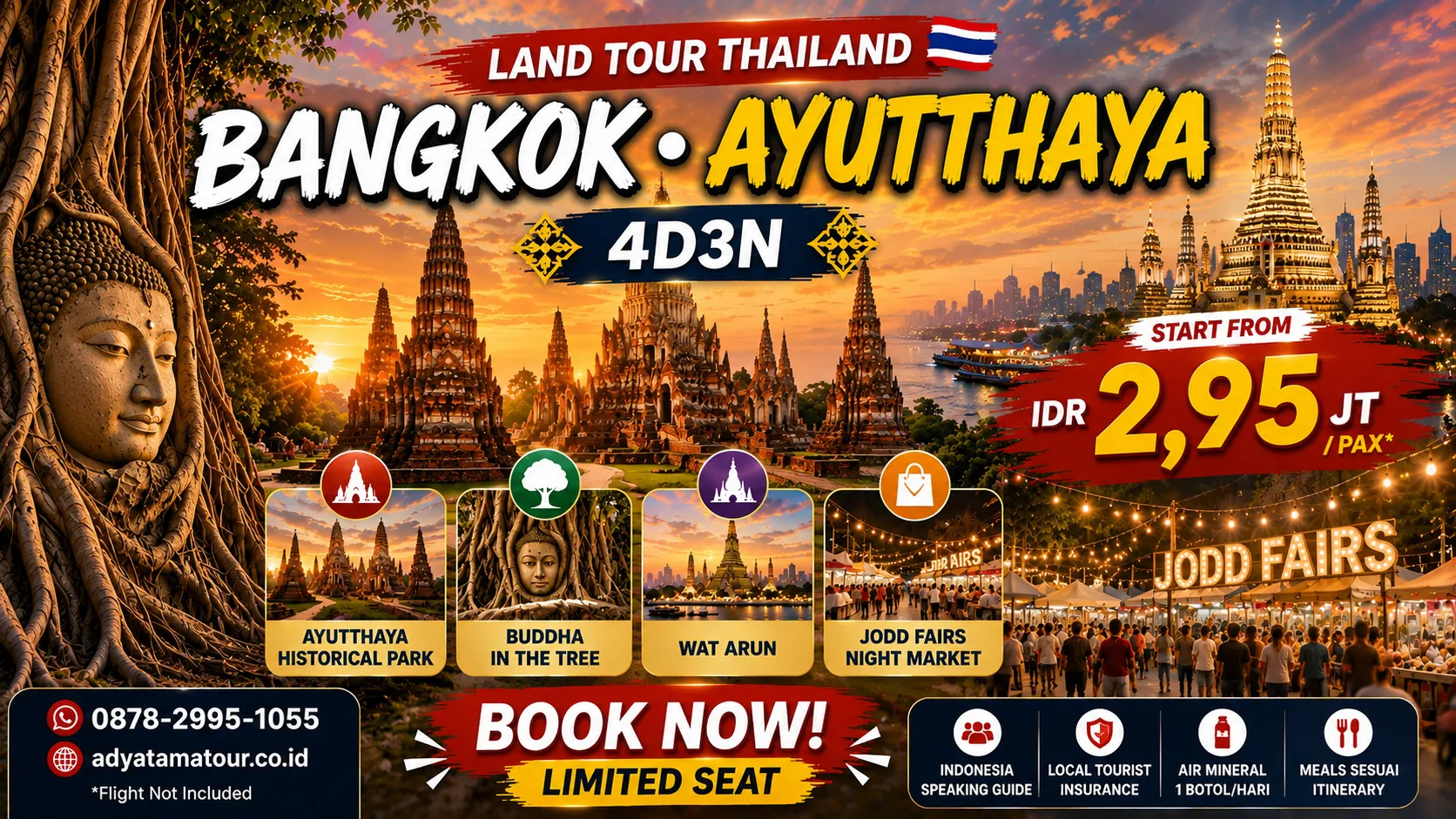 (Land Tour) 4D3N BANGKOK – AYUTTHAYA HISTORICAL PARK