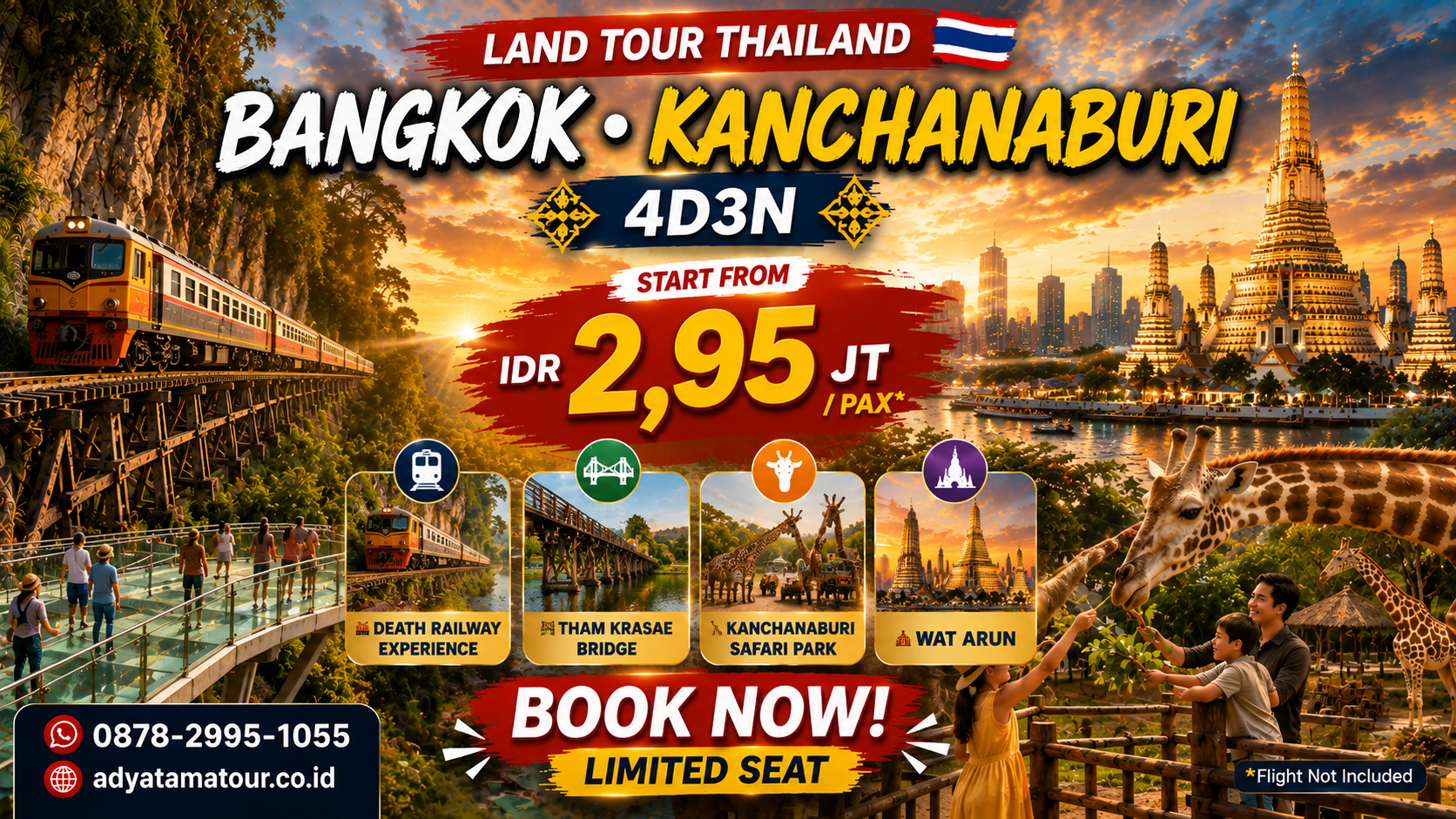 (Land Tour) 4D3N BANGKOK – KANCHANABURI & SAFARI PARK