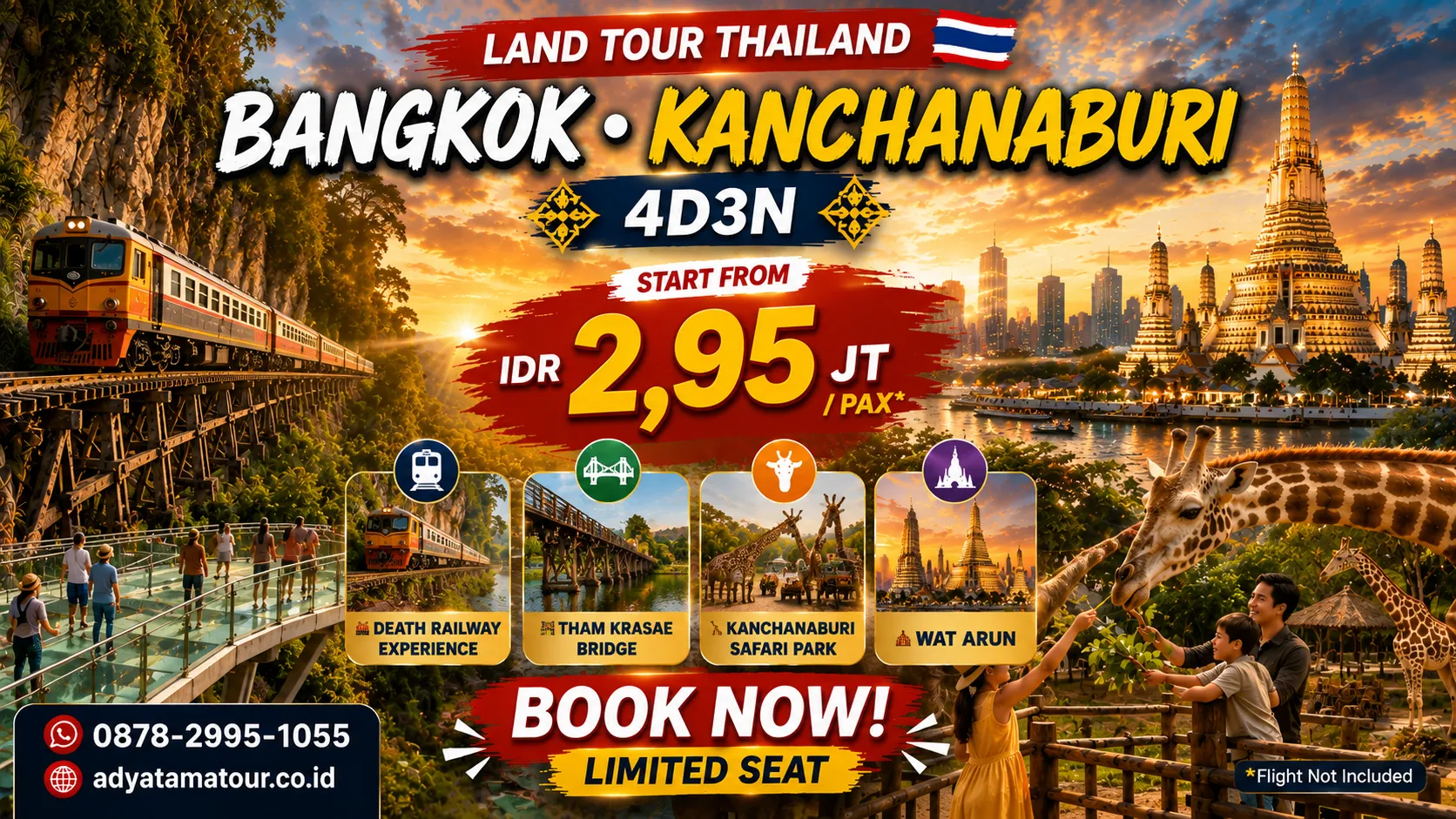 (Land Tour) 4D3N BANGKOK – KANCHANABURI & SAFARI PARK