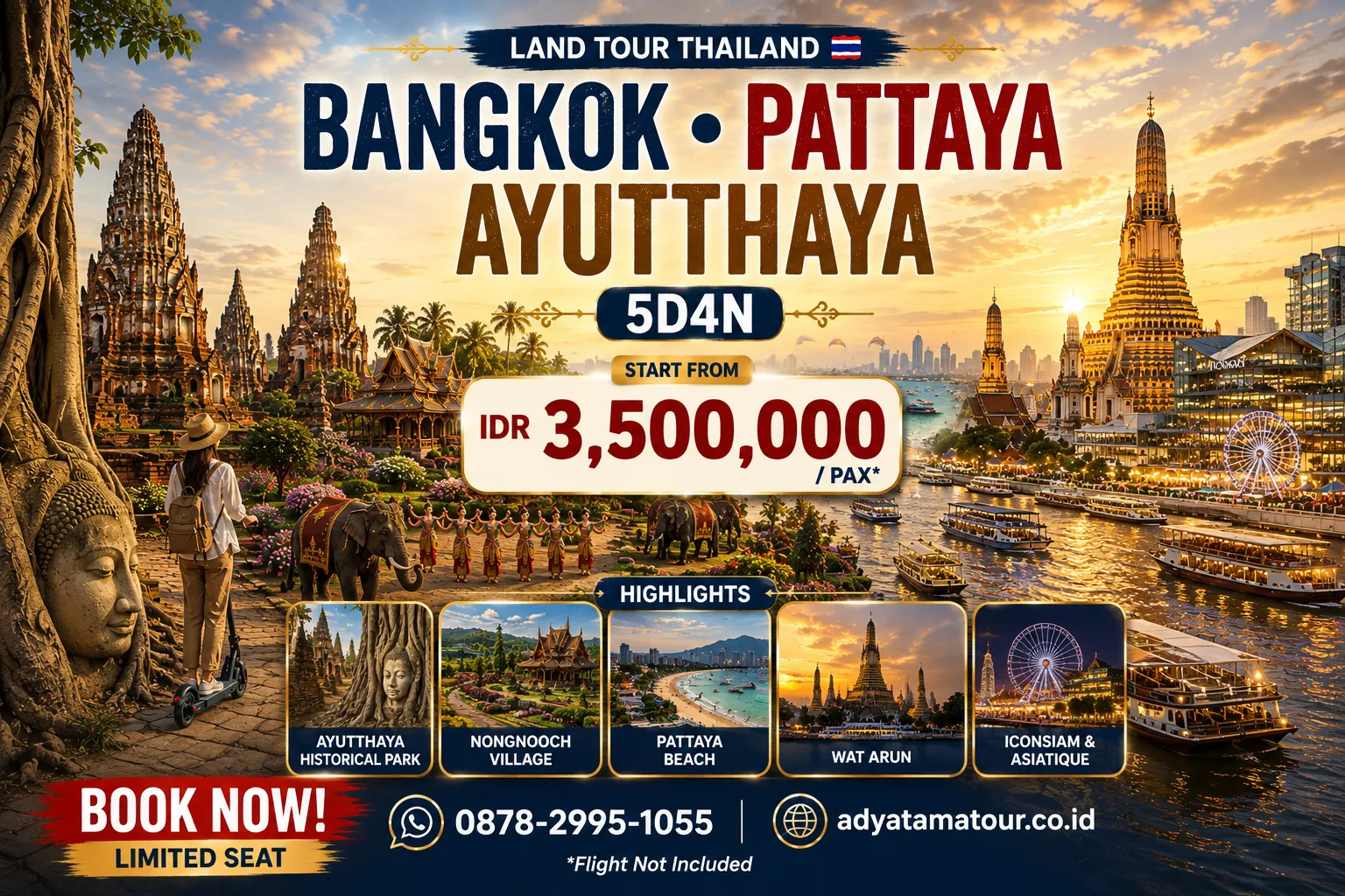 (Land Tour) 5D4N BANGKOK PATTAYA AYUTTHAYA