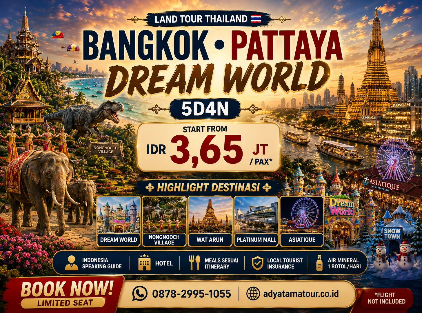 (Land Tour) 5D4N BANGKOK PATTAYA DREAM WORLD